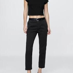NEW GAP Womens Downtown Khaki Straight Leg Black Pants 18 Minimalist Capsule